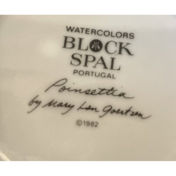 Block Spal Watercolors Poinsettia Coffee Tea Mugs Mug 1982 Set Of 4 Vintage - Picture 3 of 5